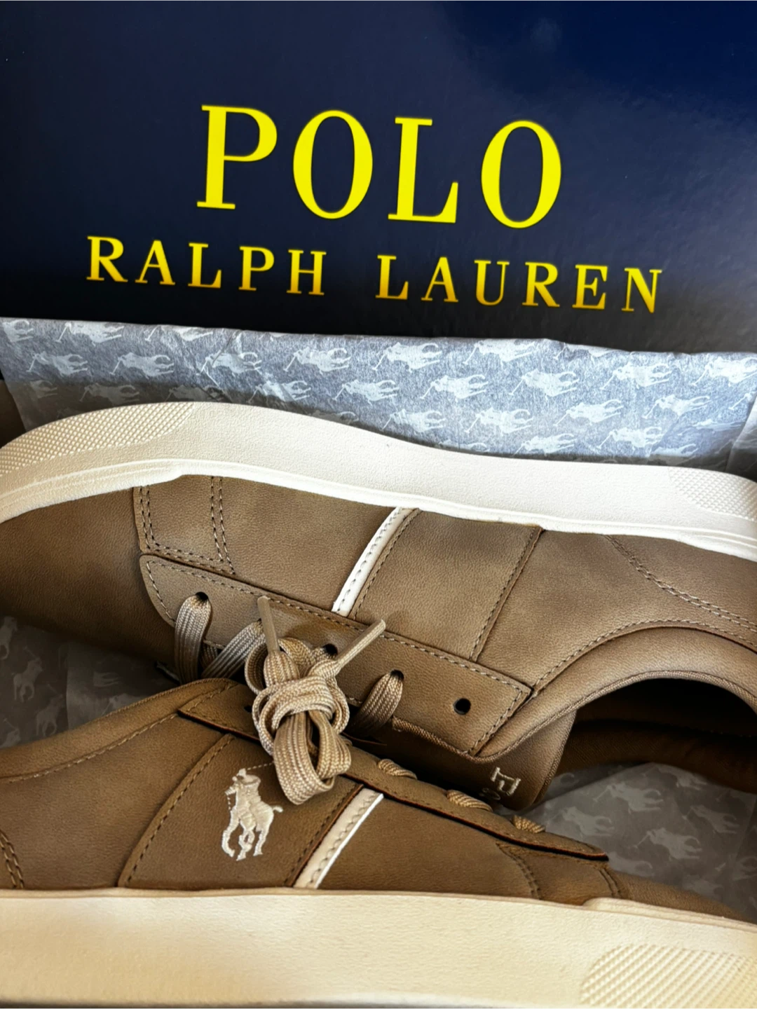 Polo Ralph Lauren Junior Khaki Slip-on Sneakers - Size 5 - photo 2