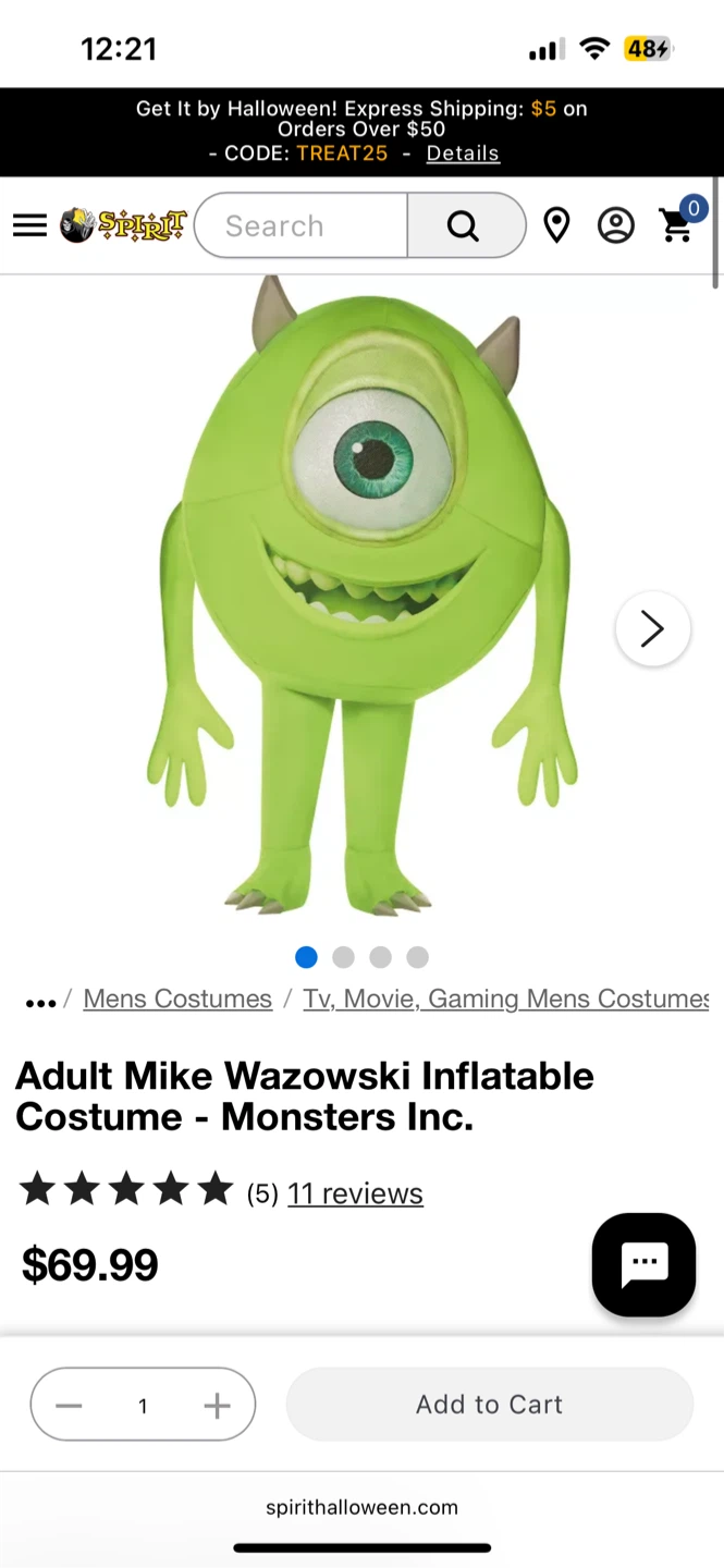 Mike Wazowski Inflatable Costume - Monsters Inc