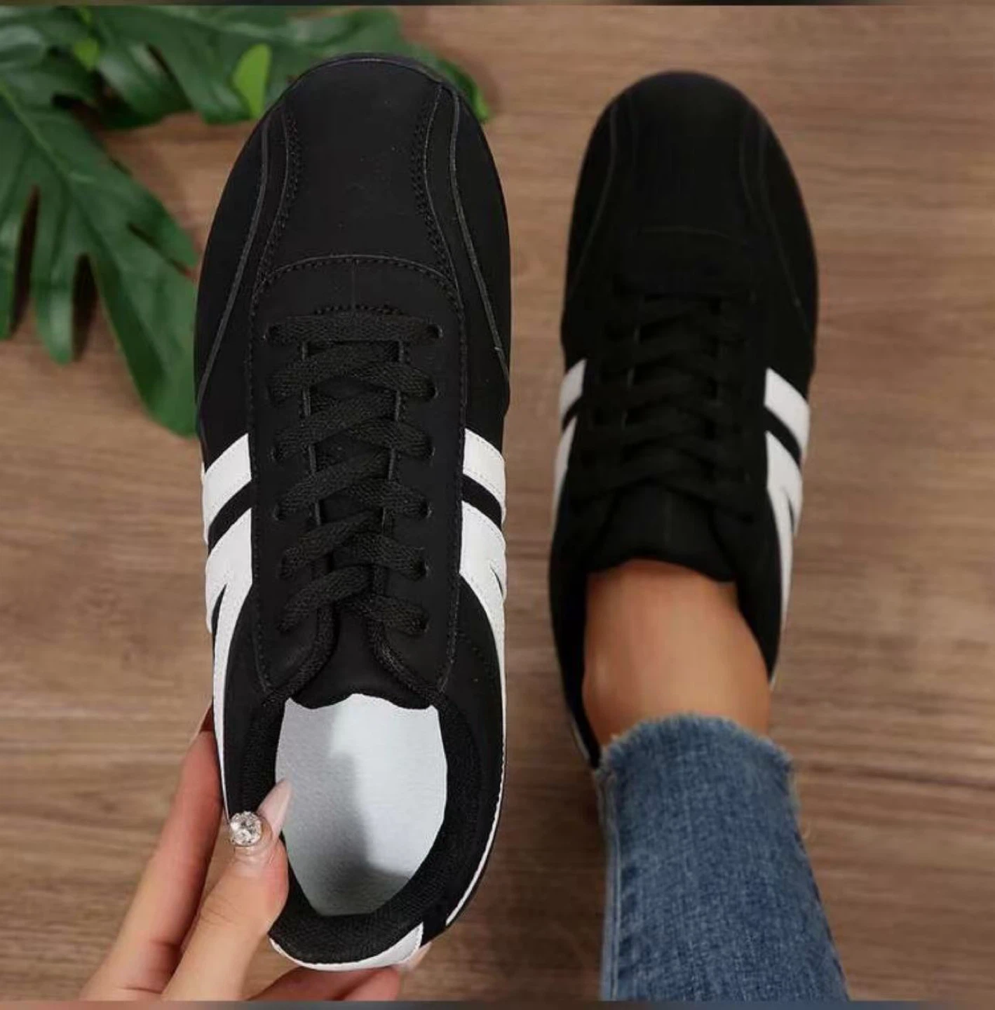 Black & White Striped Sneakers - US Size 6 - photo 2
