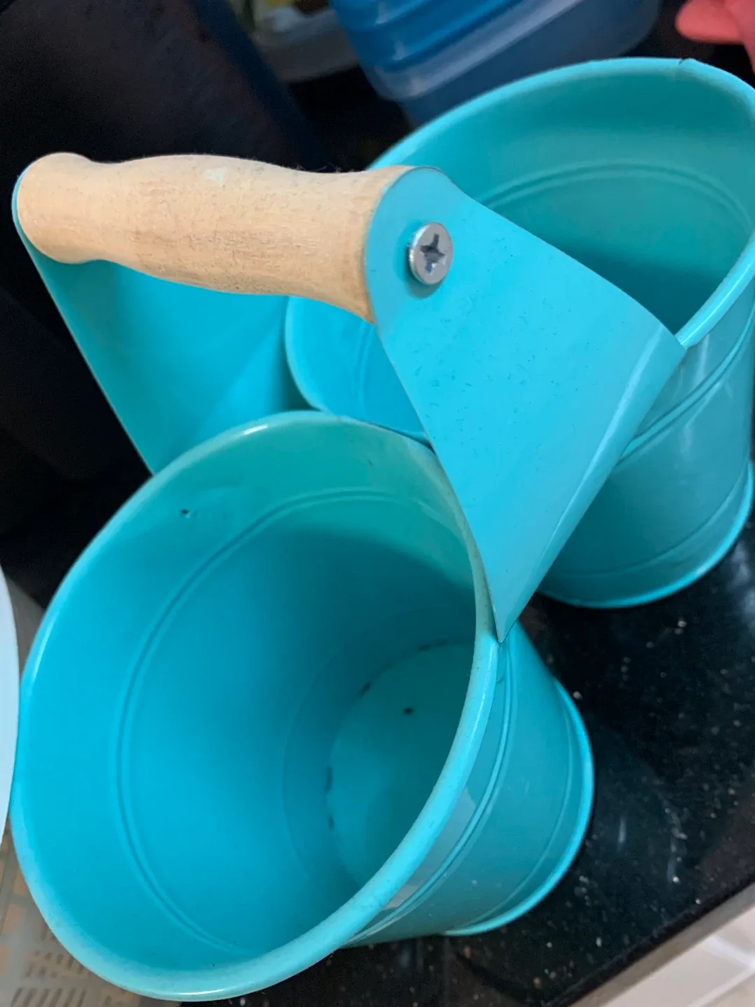 Turquoise Metal Double Bucket Caddy image indicator(2)