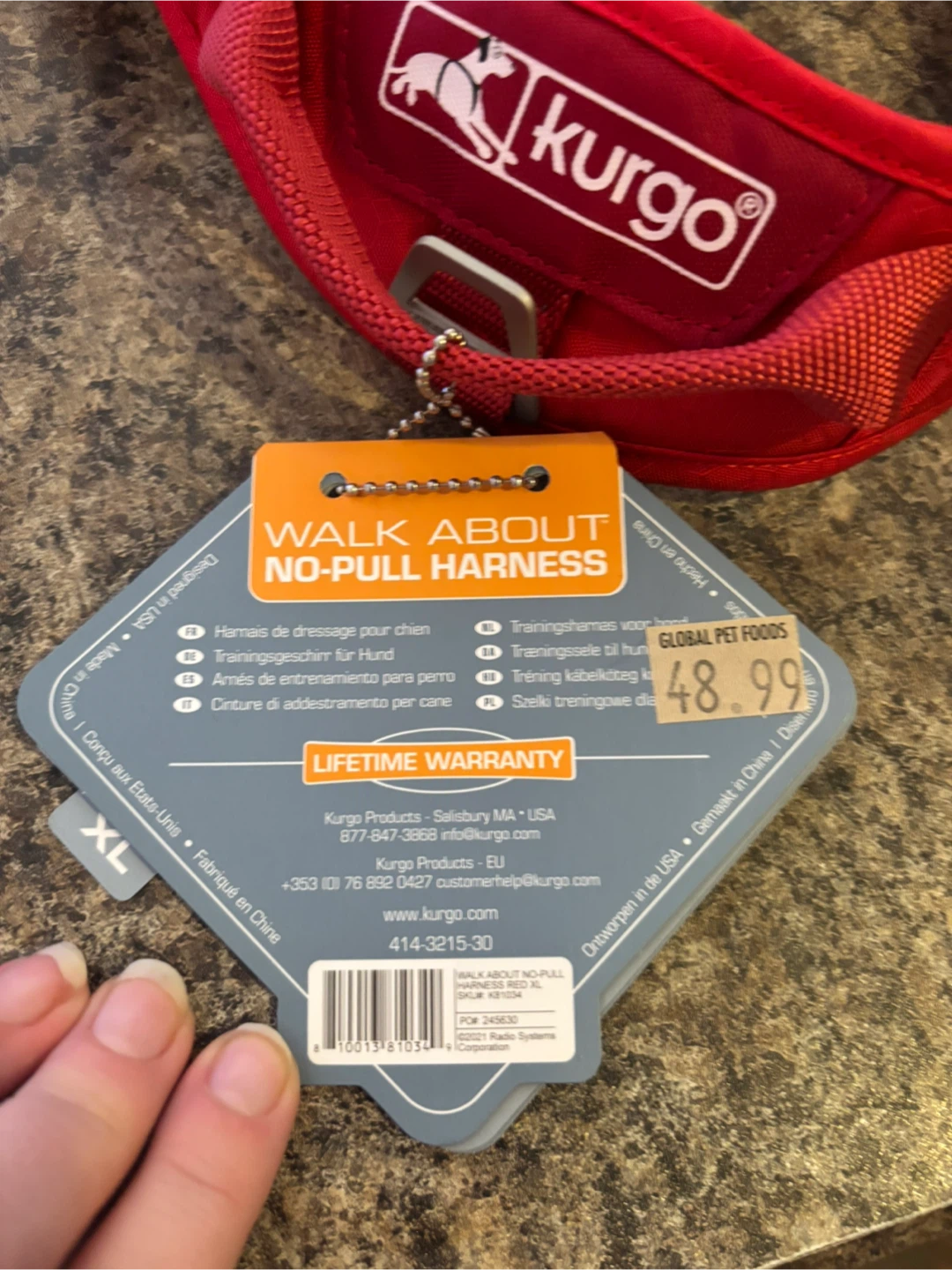 Kurgo Walk About No-Pull Dog Harness - XL - Red - photo 3
