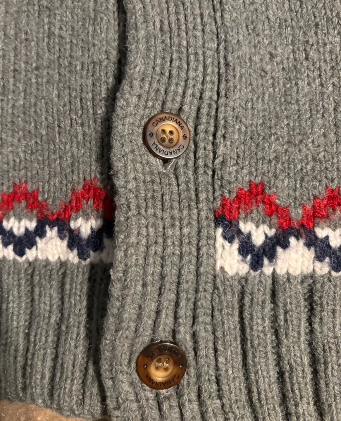 Canadiana XL/TG Grey & White Cardigan image indicator(6)