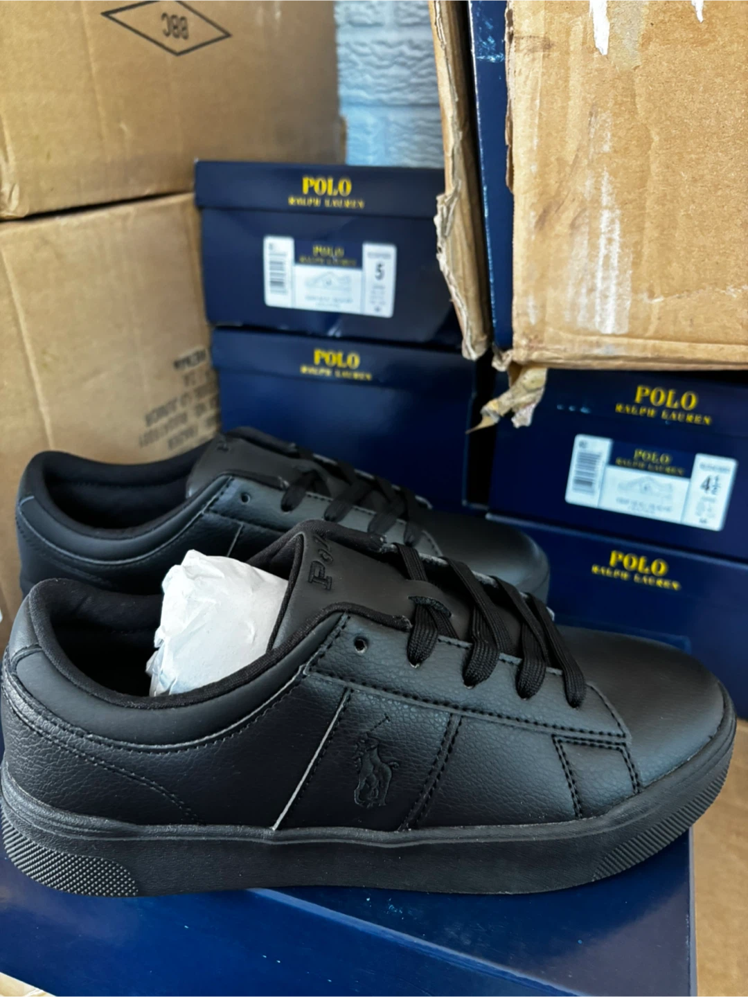 Polo Ralph Lauren Trip Frazier Black Sneakers Size 4.5 - photo 2