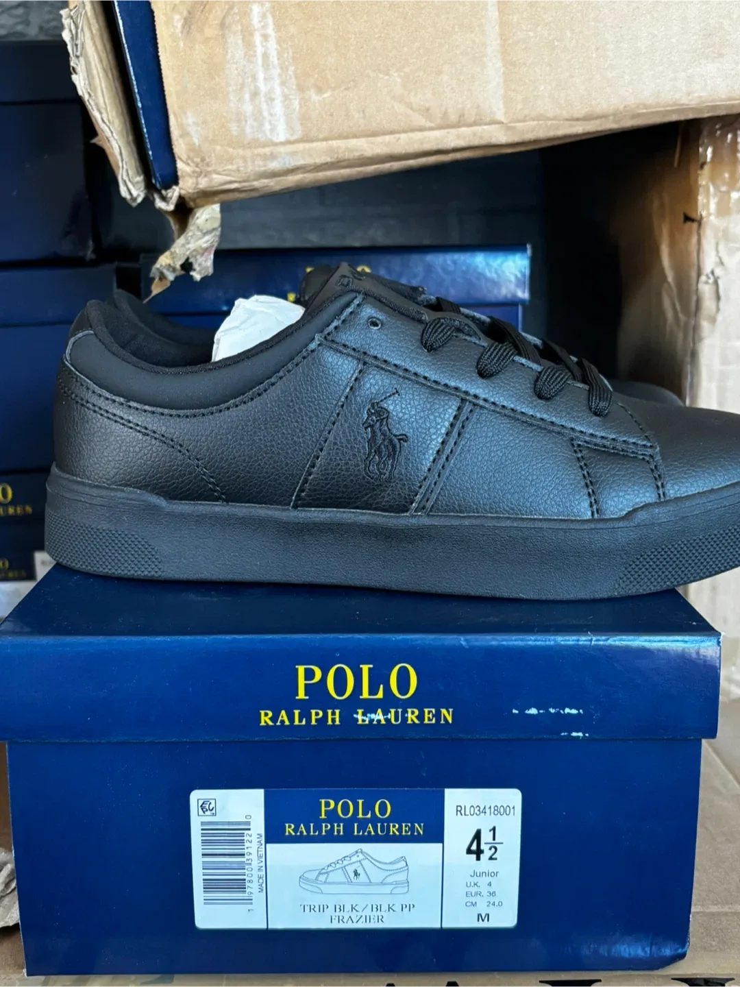 Polo Ralph Lauren Trip Frazier Black Sneakers Size 4.5 image indicator(3)