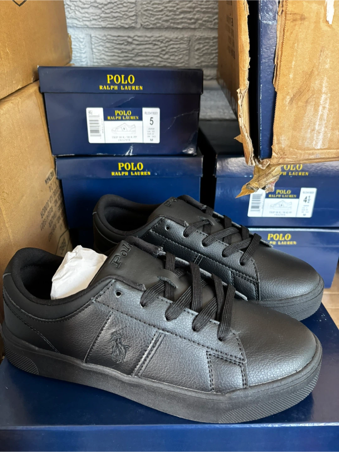 Polo Ralph Lauren Trip Frazier Black Sneakers Size 4.5