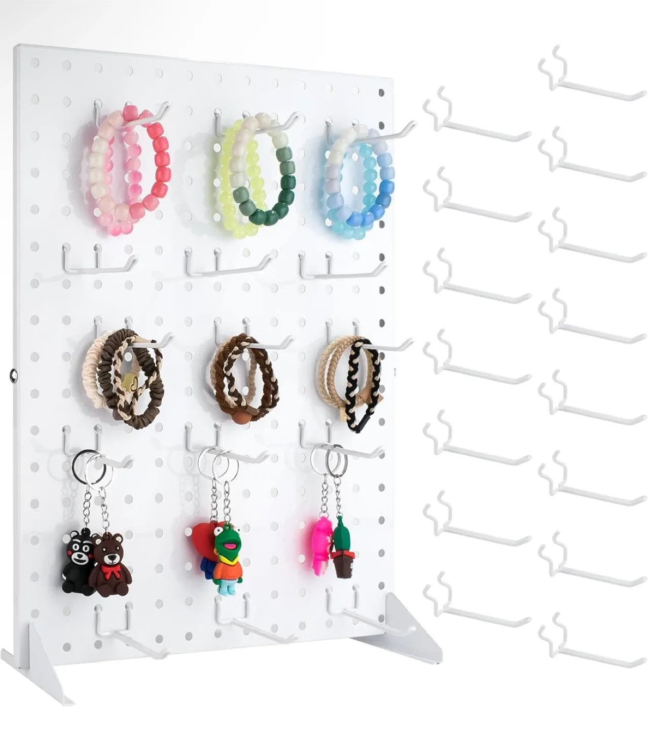 White Pegboard Display Stand with 15 Hooks image indicator(2)