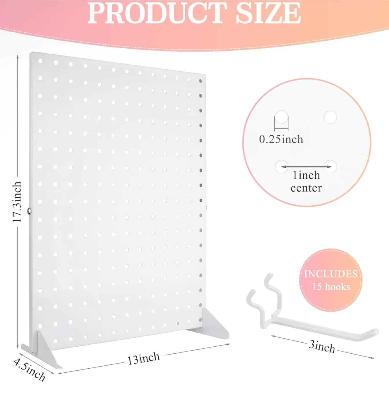 White Pegboard Display Stand with 15 Hooks image indicator(4)