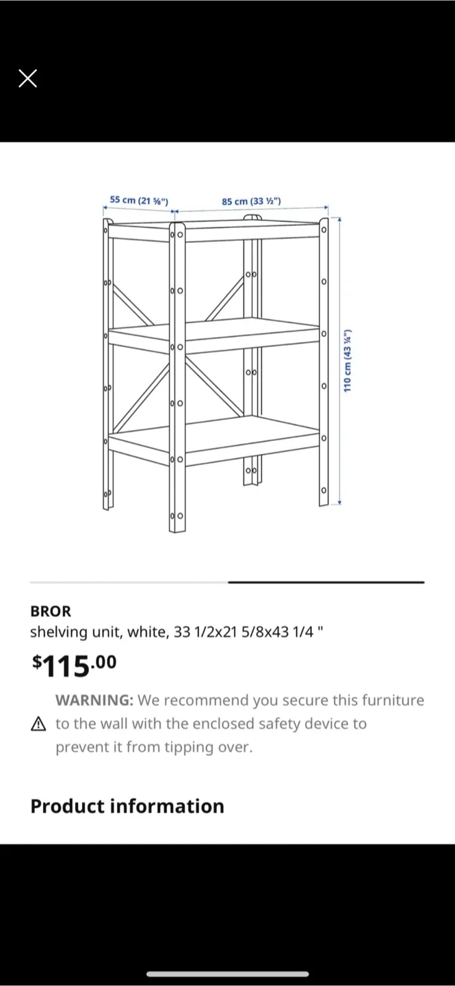 IKEA White 3-Shelf Metal Shelving Unit image indicator(2)
