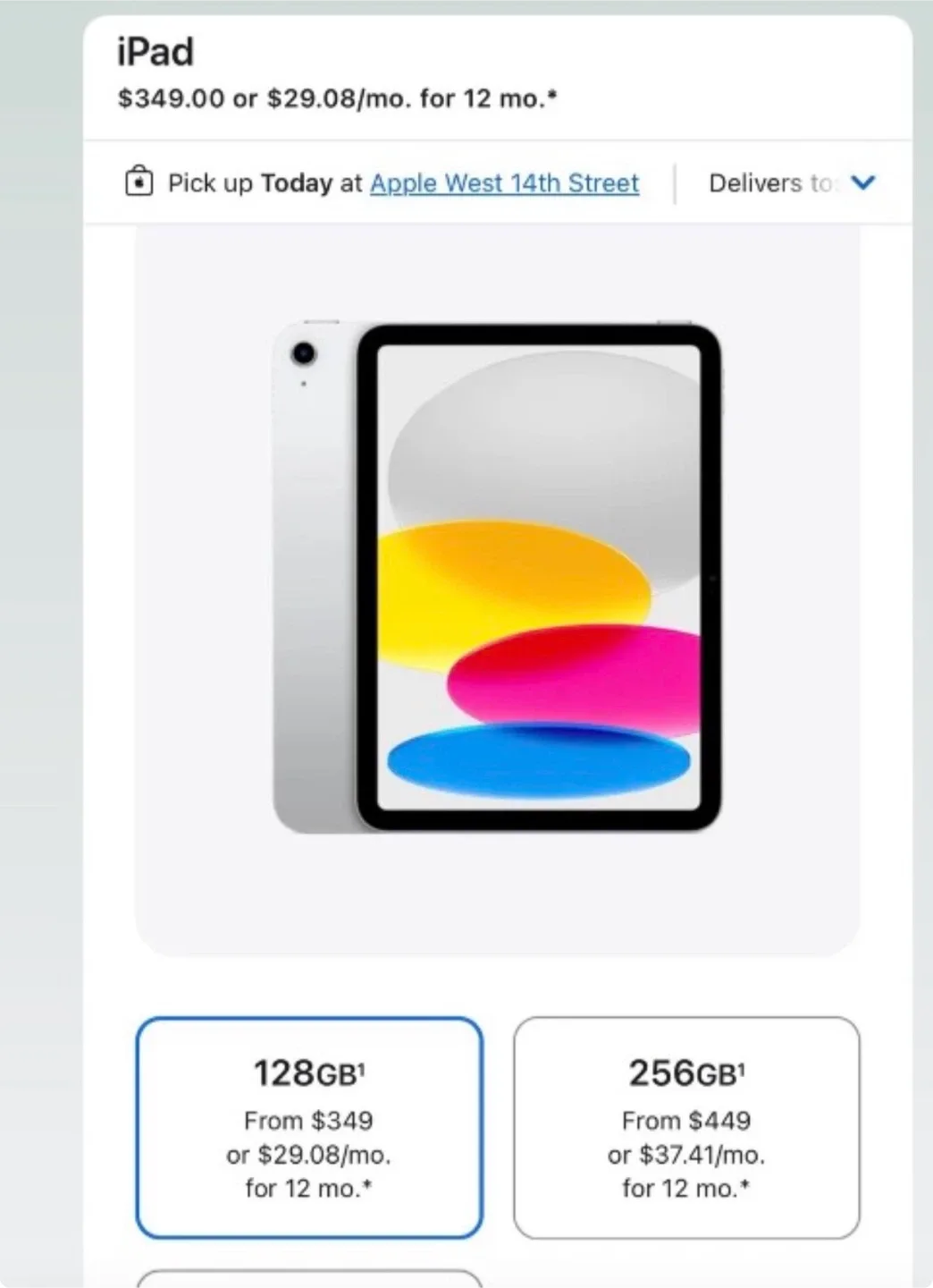 Apple iPad 10th Gen 128GB thumbnail