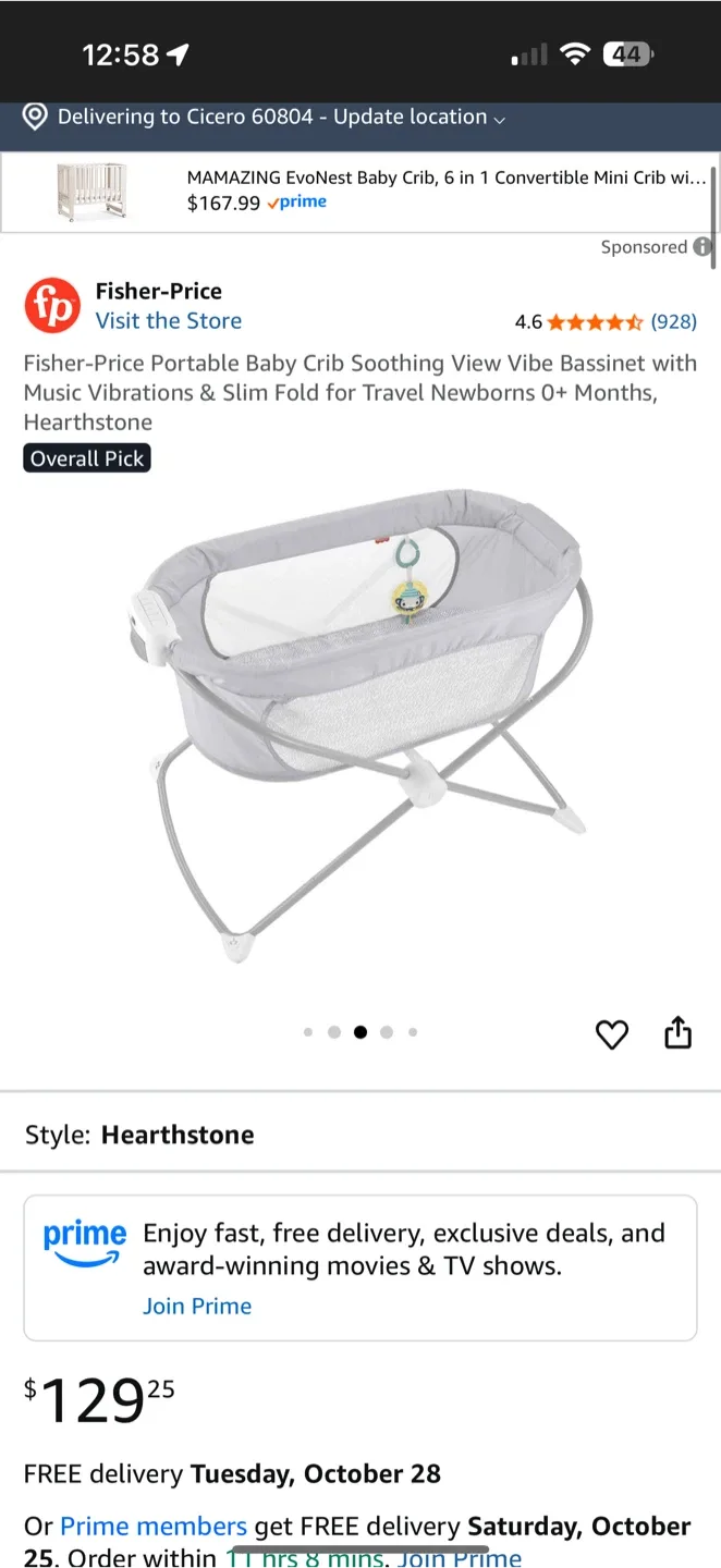 New Fisher-Price Soothing View Vibe Bassinet thumbnail