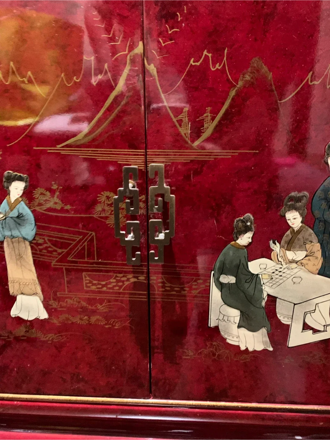 Vintage Red Lacquered Asian Cabinet image indicator(2)