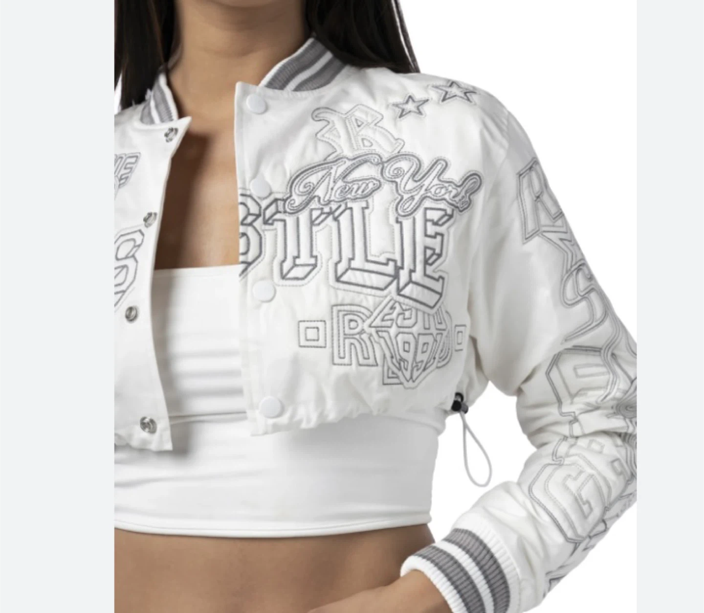 Off White Cropped red hustle bomber Jacket - photo 2