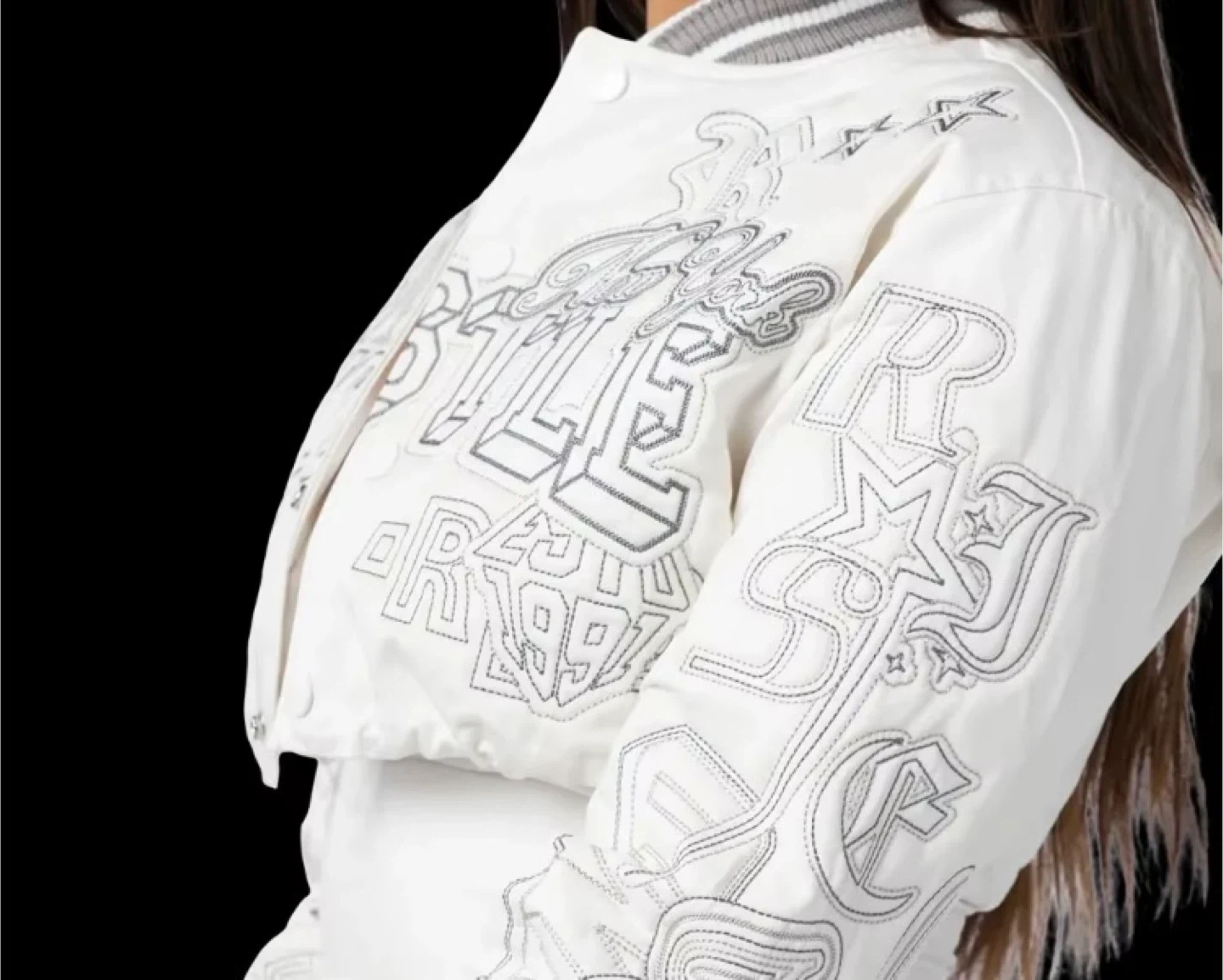 Off White Cropped red hustle bomber Jacket - photo 3