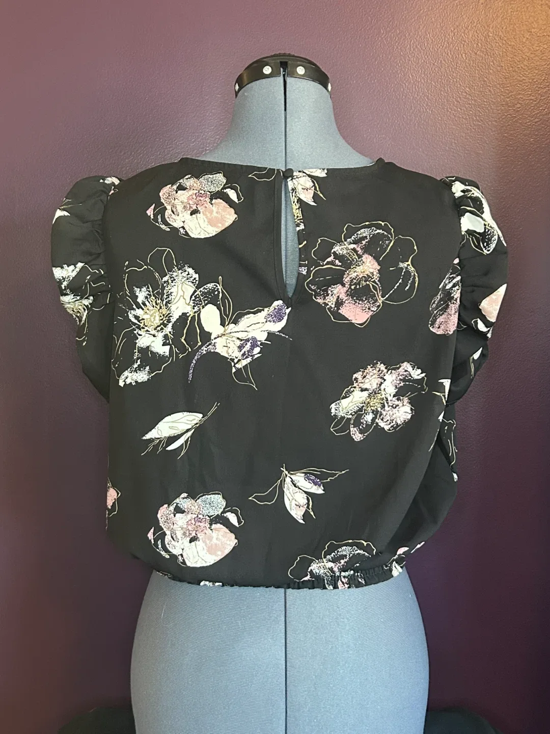 🥕SMALL Floral Print Blouse - very dark blue image indicator(2)