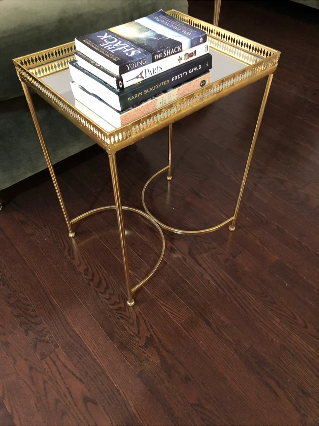 Gold Accent Tables with Mirror Top sold as a pair