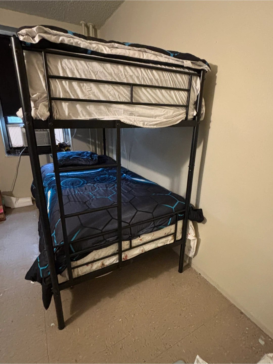 Black Metal Twin Bunk Bed with mattress included