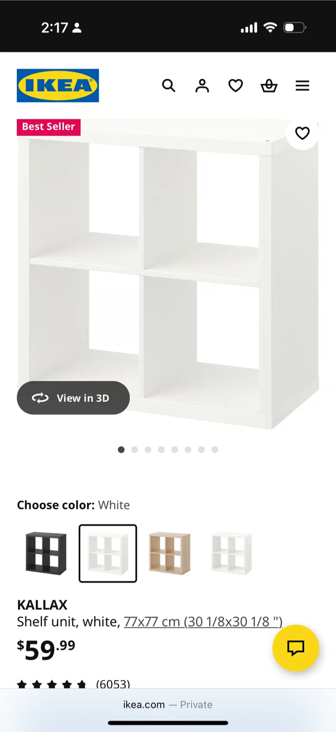 IKEA Kallax White Shelf Unit - 77x77cm