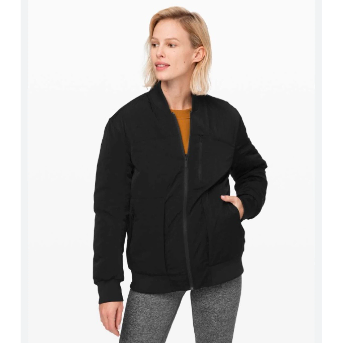 NWT Lululemon Roam Far Bomber Jacket - Black, Size 6
