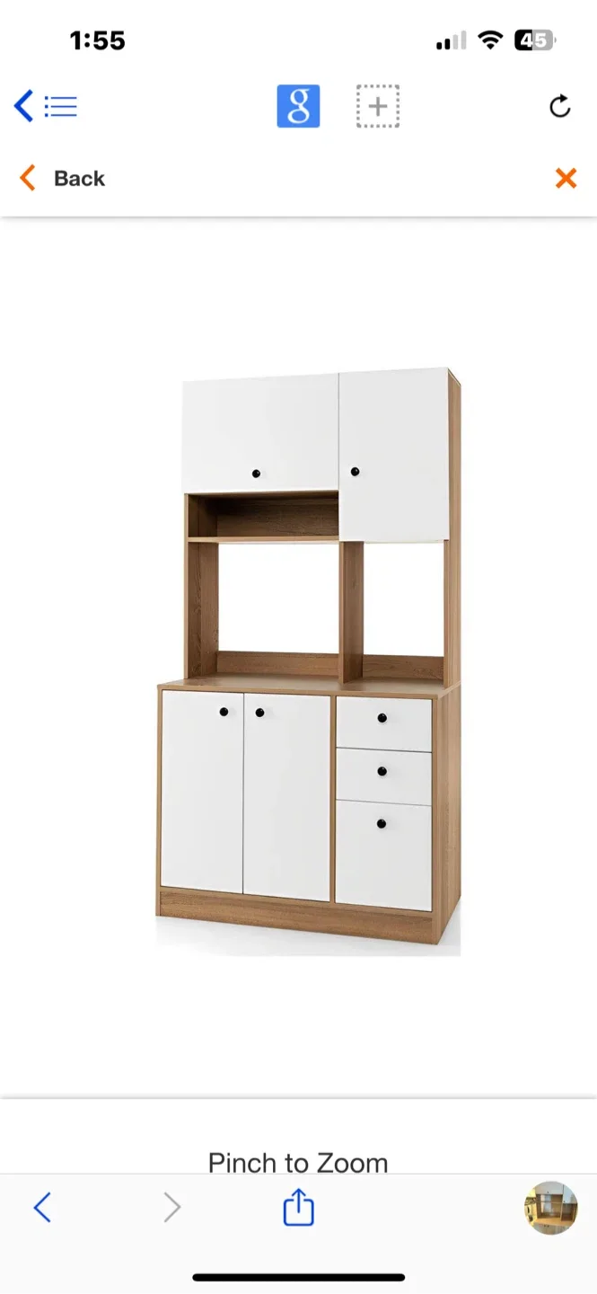 White & Wood Kitchen Pantry/ Cabinet with Storage thumbnail