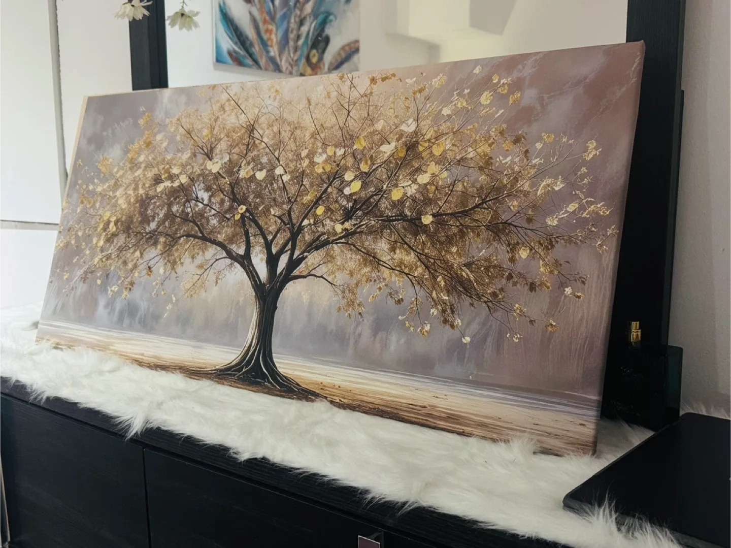 Tree Canvas Art - Gold & Brown image indicator(2)