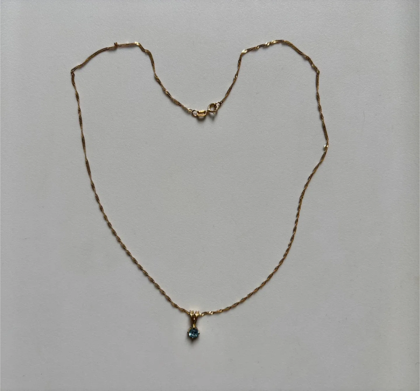 Costume jewelry Gold Colour Necklace with Blue Stone Pendant thumbnail