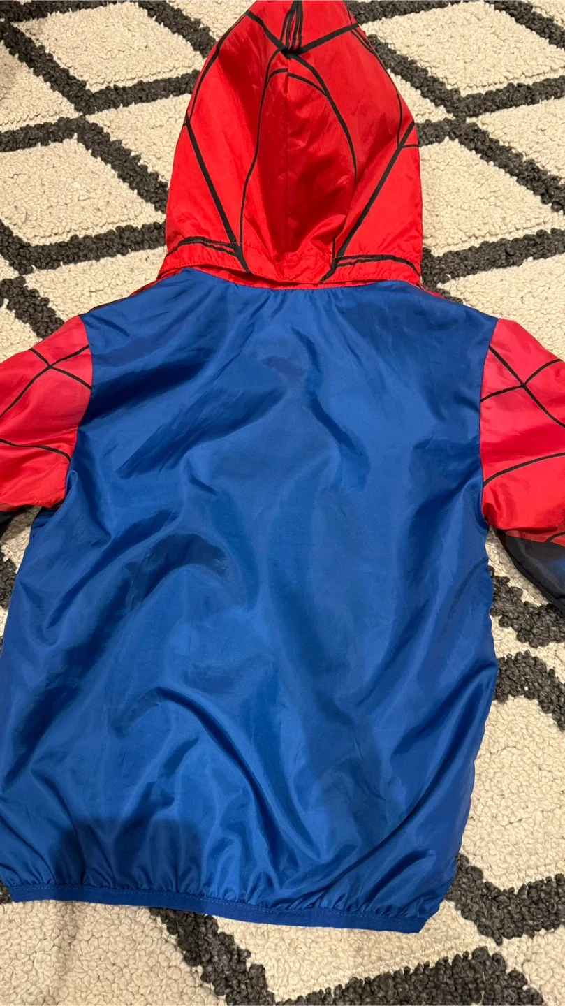 H&M Spiderman light Jacket with removable hoodie Size 6-8Y image indicator(3)