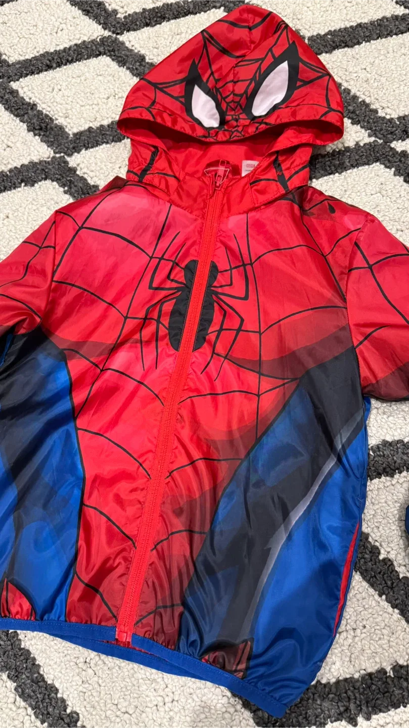 H&M Spiderman light Jacket with removable hoodie Size 6-8Y image indicator(2)