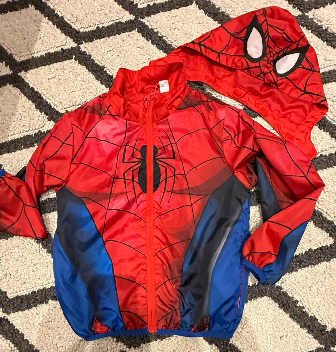 H&M Spiderman light Jacket with removable hoodie Size 6-8Y image indicator(4)