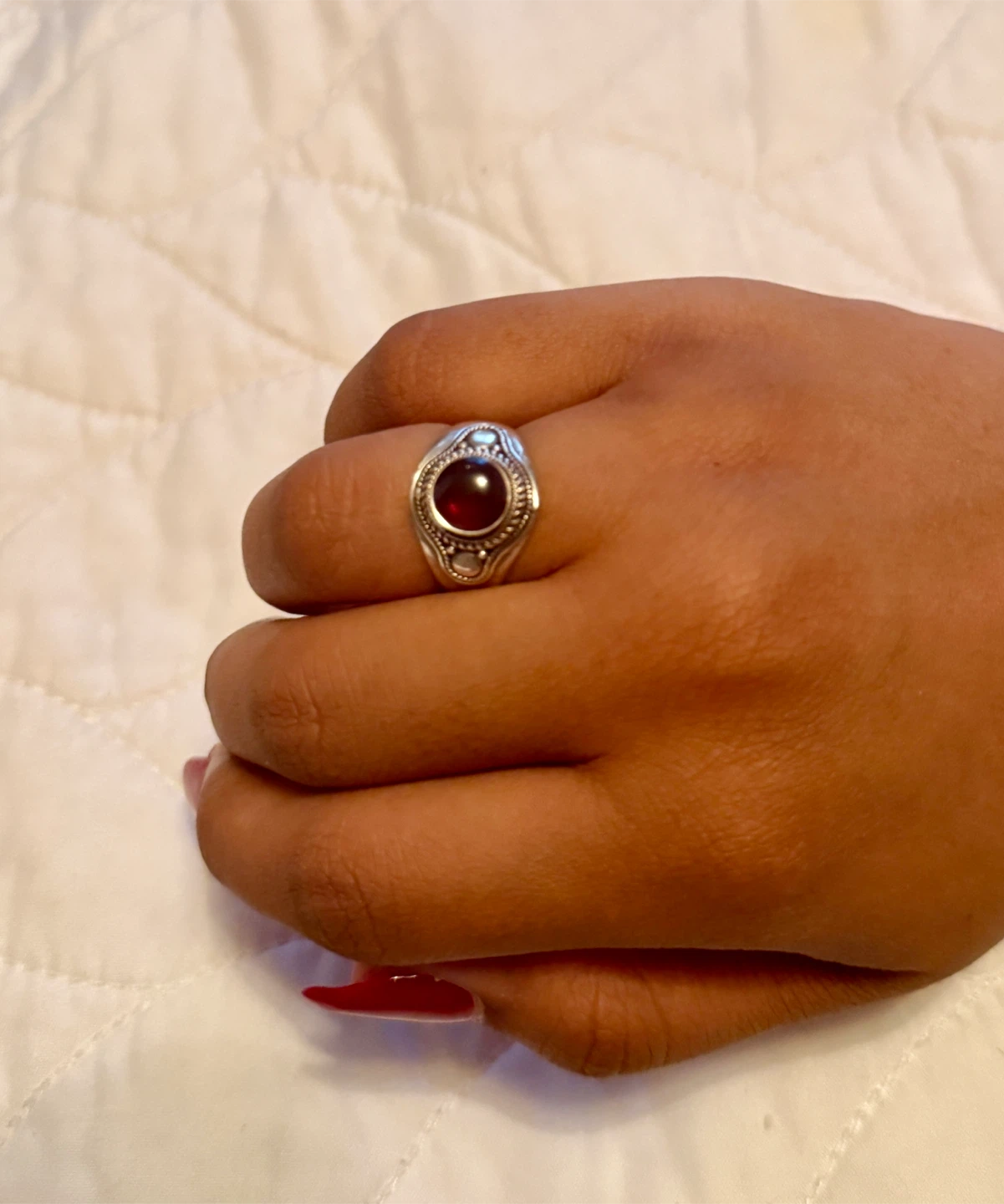 Red Stone silver Ring