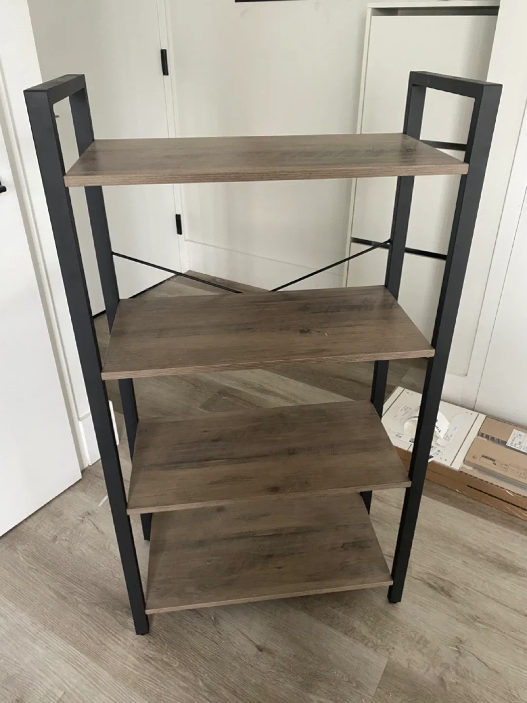 Brand new 4-Tier Bookshelf, Wood and Metal Frame