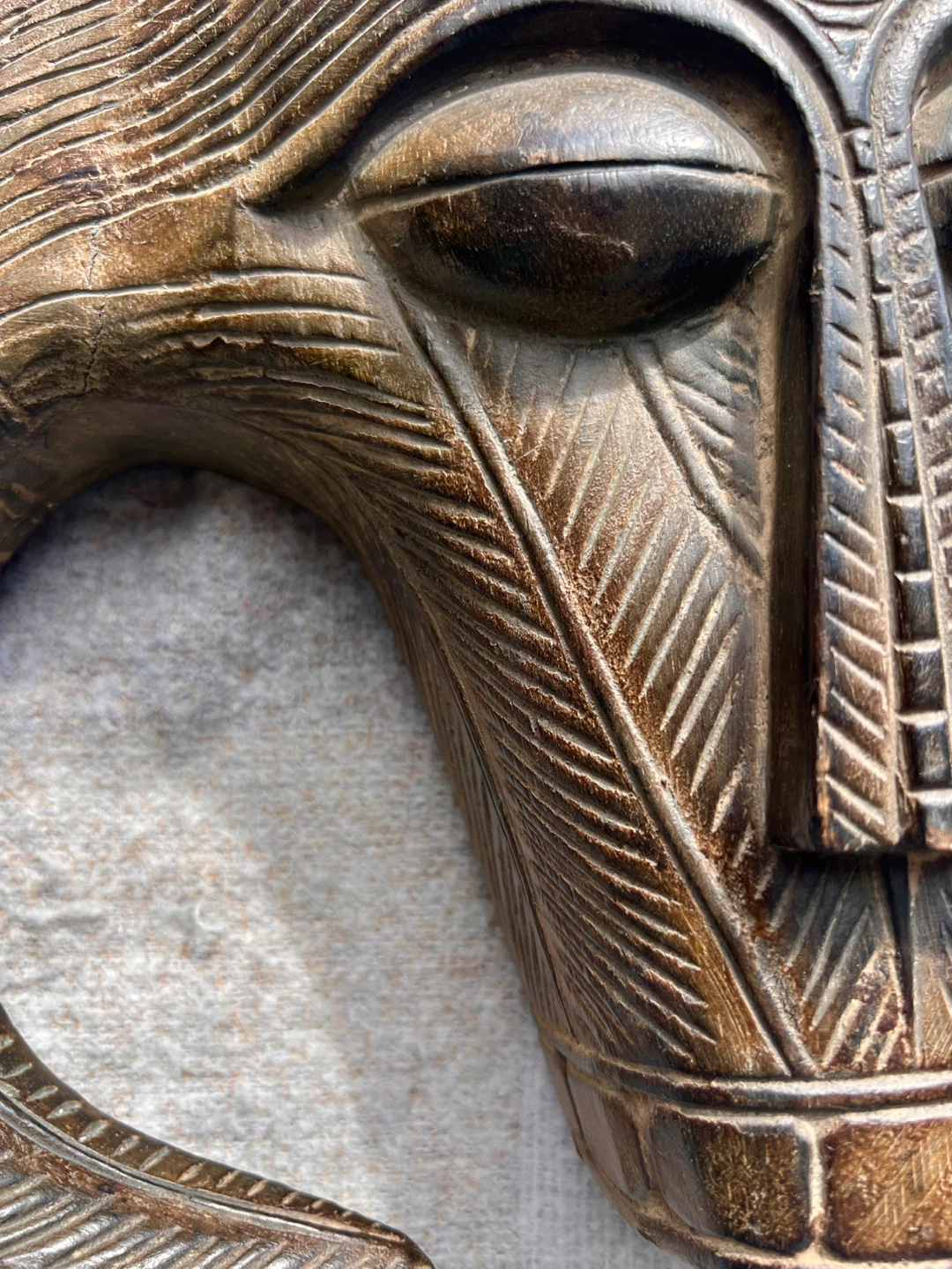 Vintage African Wood Mask Wall Hanging - photo 2