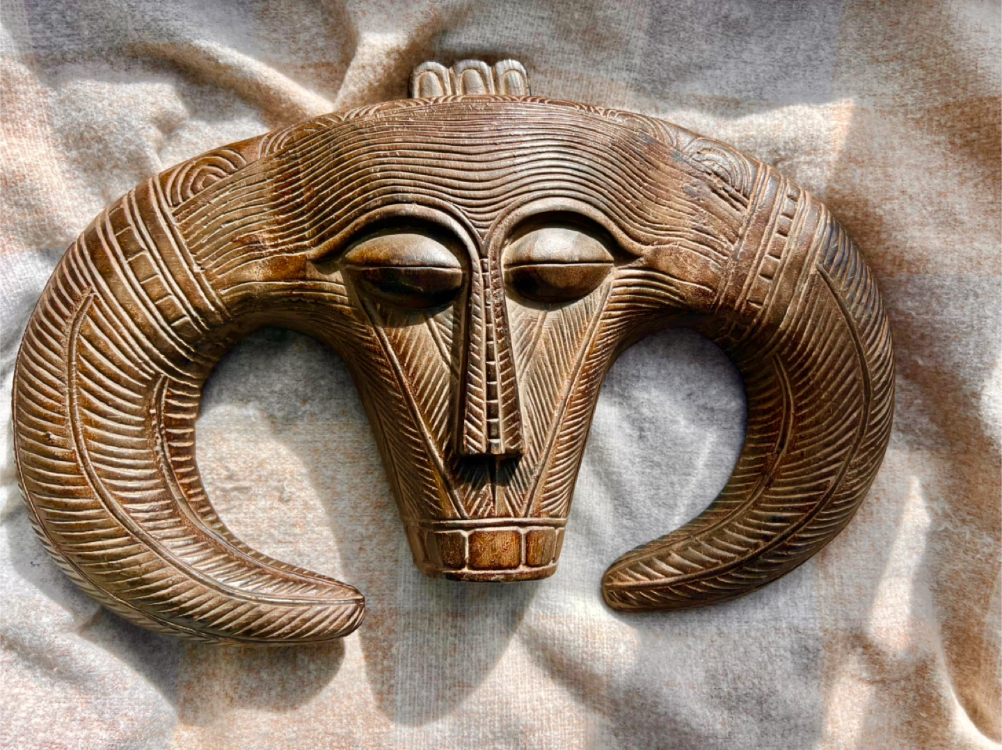 Vintage African Wood Mask Wall Hanging