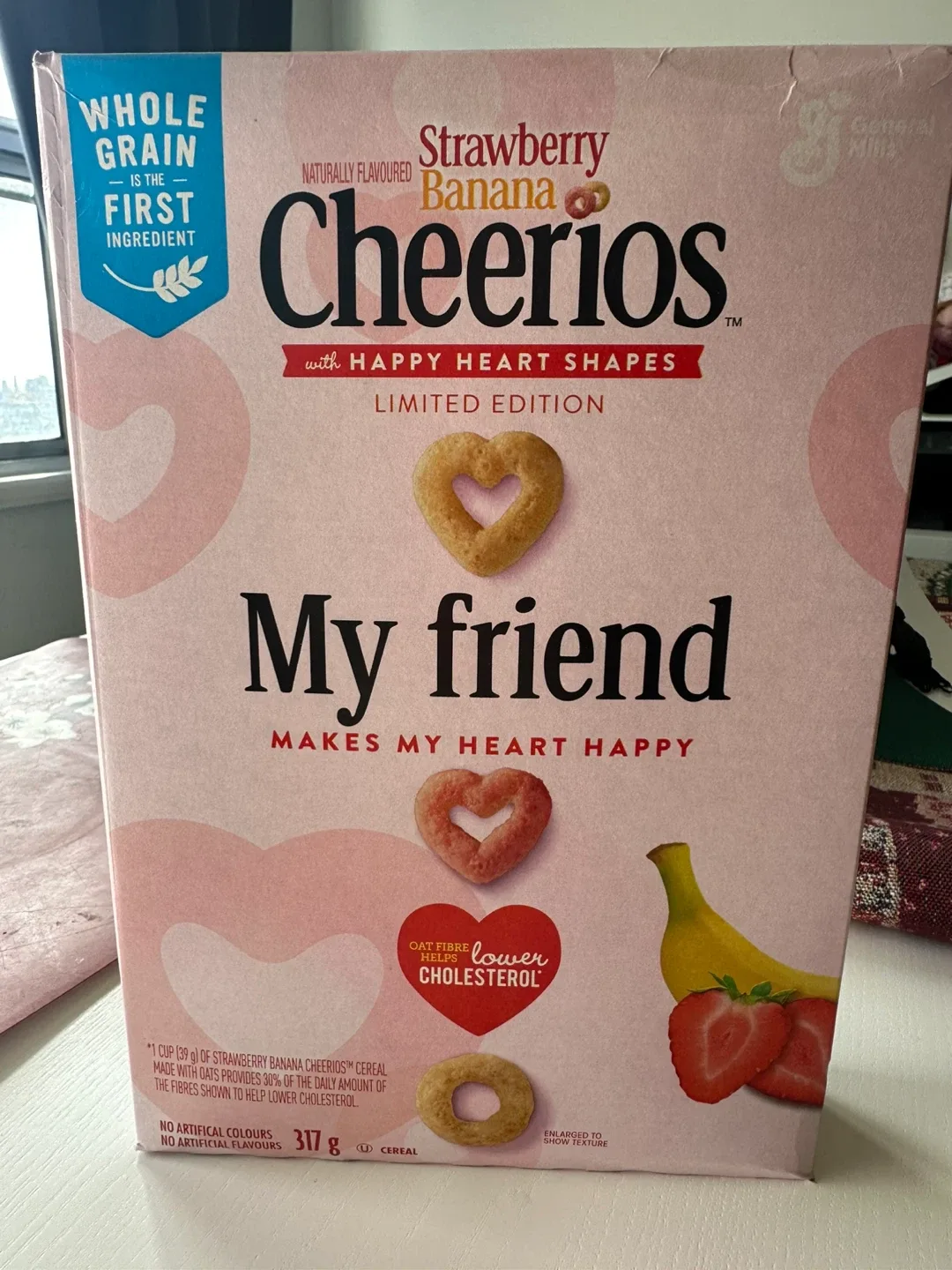 Strawberry Banana Cheerios with Happy Heart Shapes