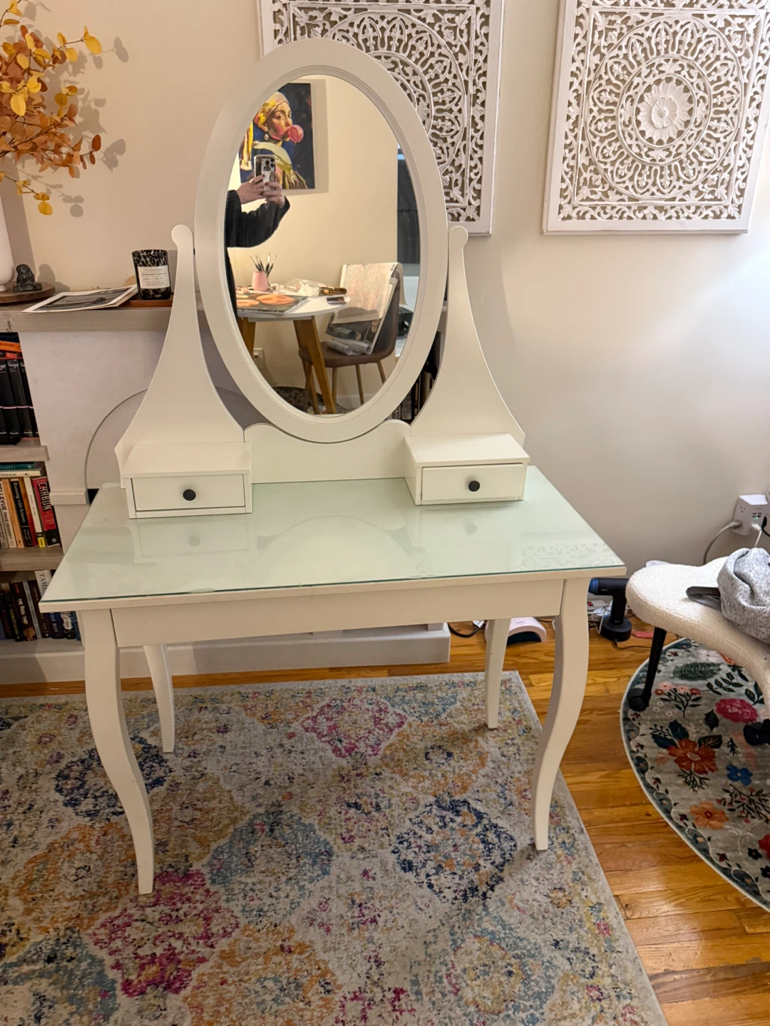 White Vanity Makeup Table with Mirror - photo 2