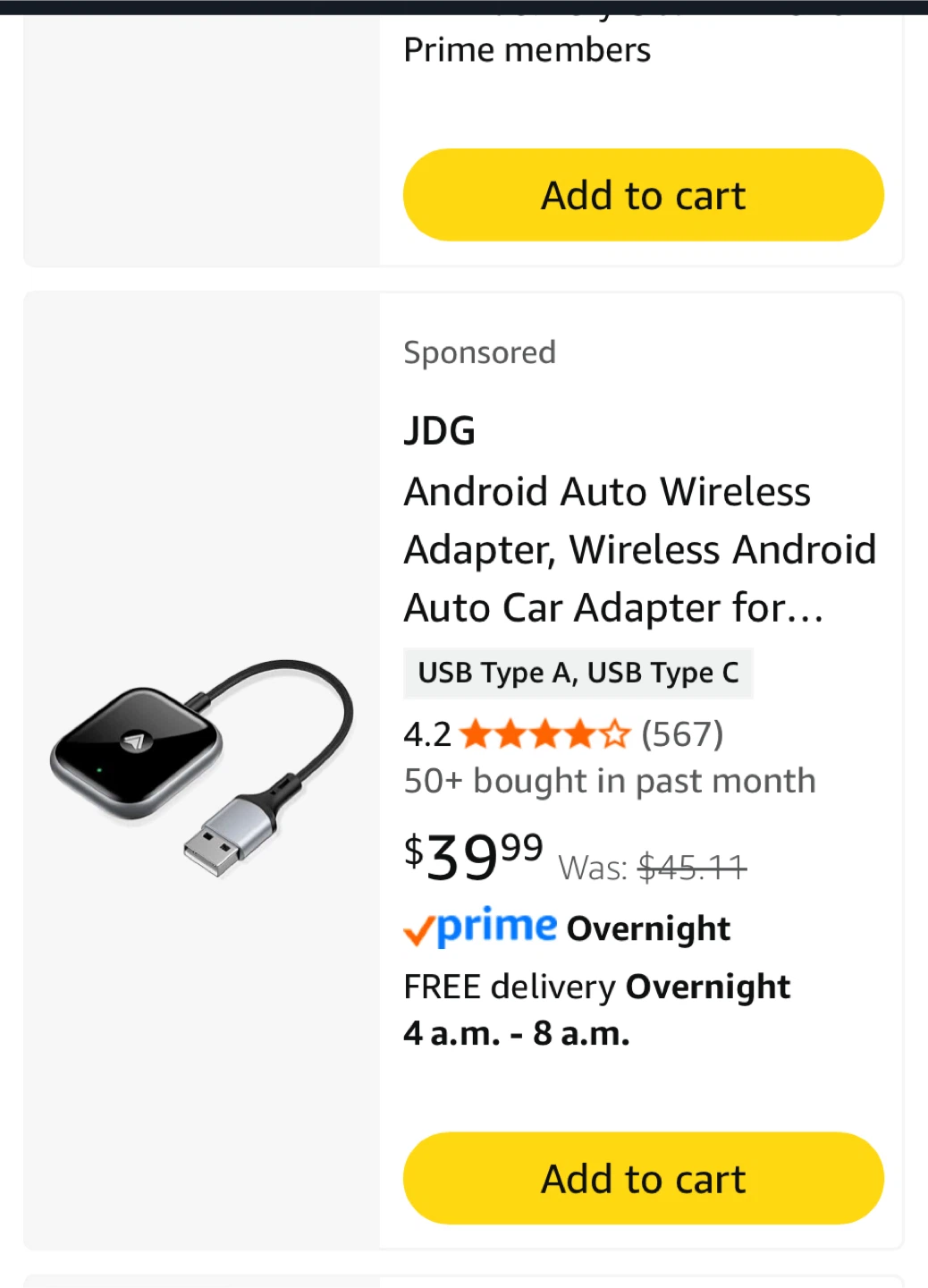 JDG Android Auto Wireless Adapter - Black