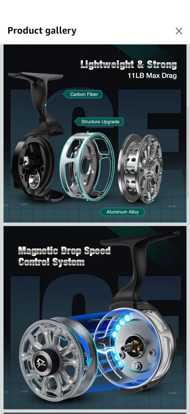 Ice Fishing Reel - CNC Machined Aluminum Alloy Spool image indicator(2)