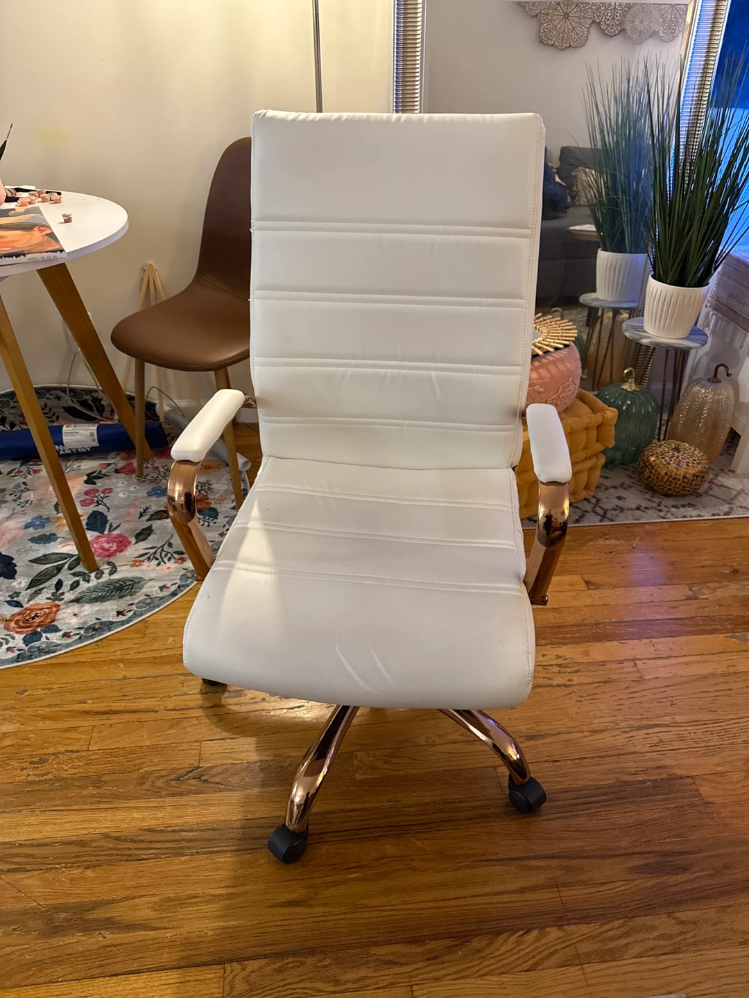 White & Rose Gold Office Chair
