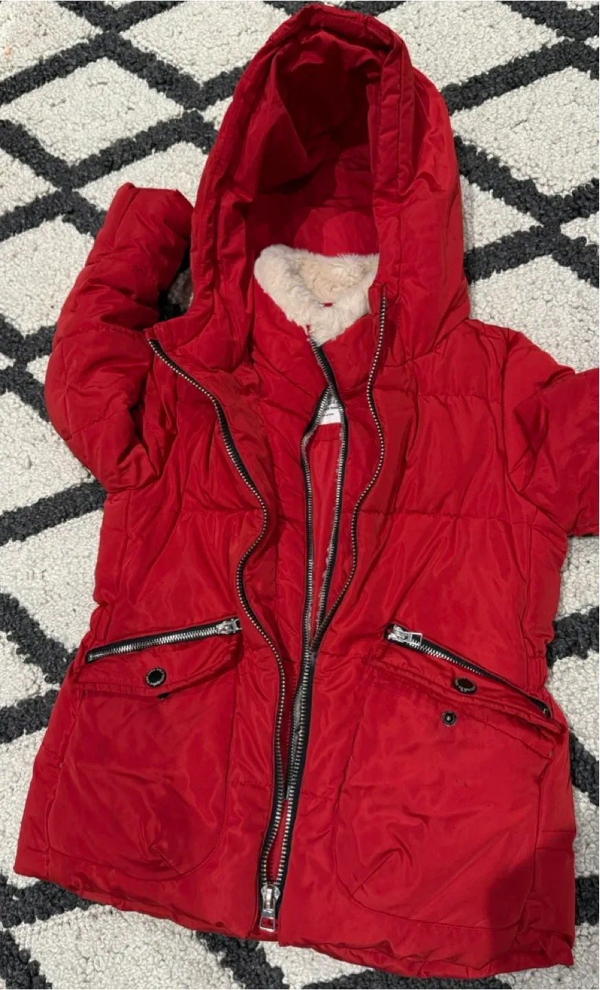 Zara Girls Red Puffer Jacket, Size 7 (122 cm) image indicator(2)