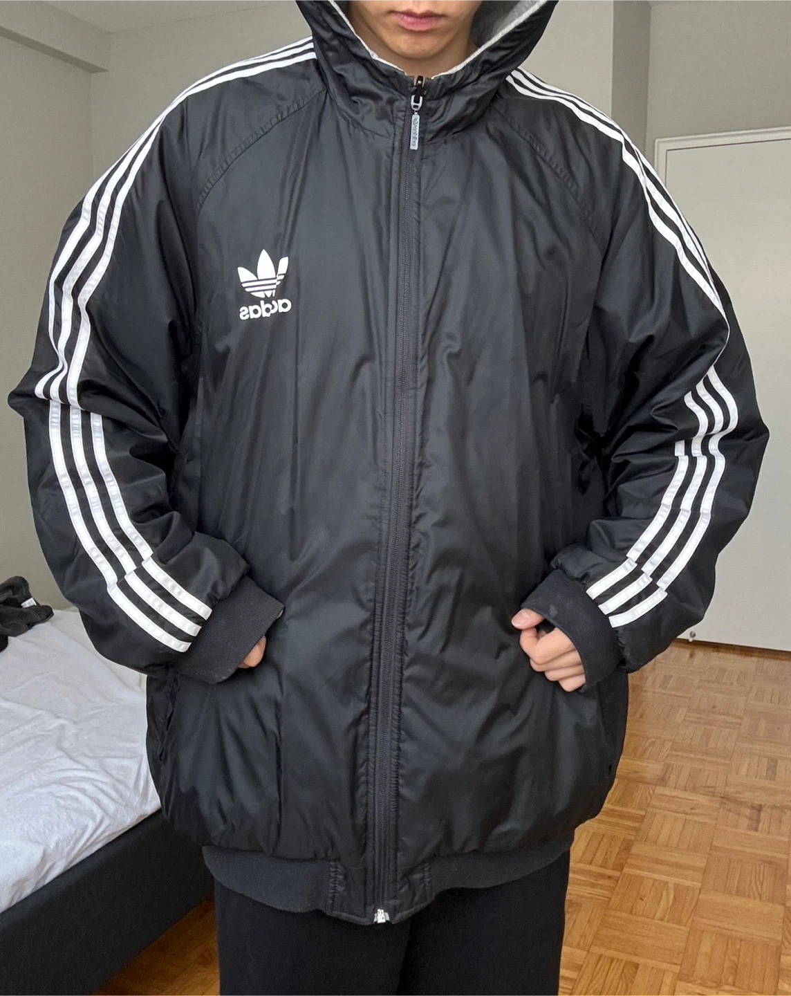 Adidas Black Reversible Hooded Jacket