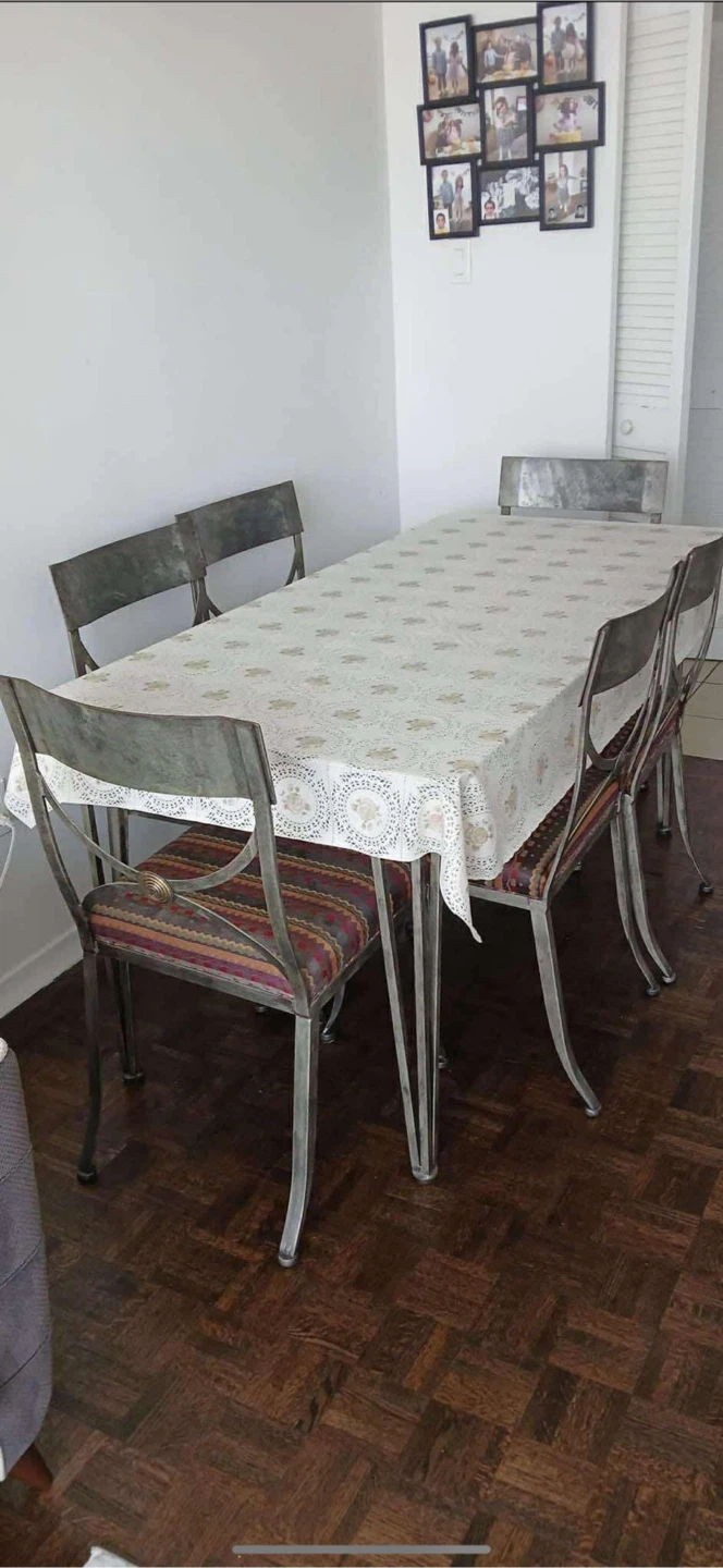 Glass Top Dining Table with 6 Chairs