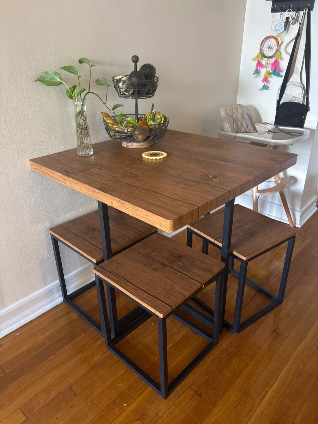 Square Dining Table with 4 Stools - photo 2