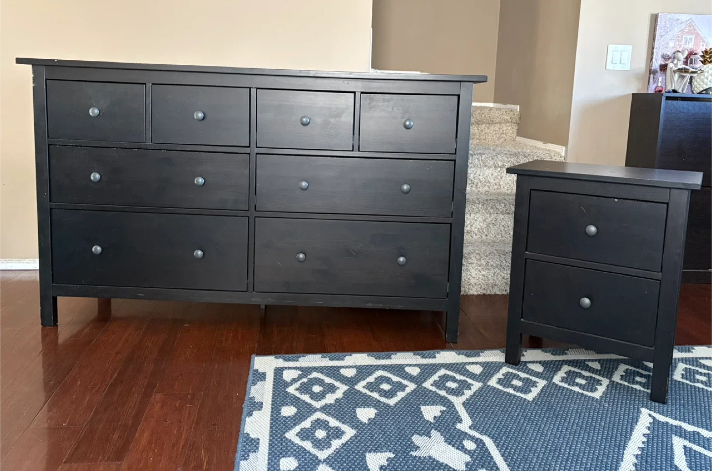 IKEA Hemnes Black Dresser & Nightstand Set