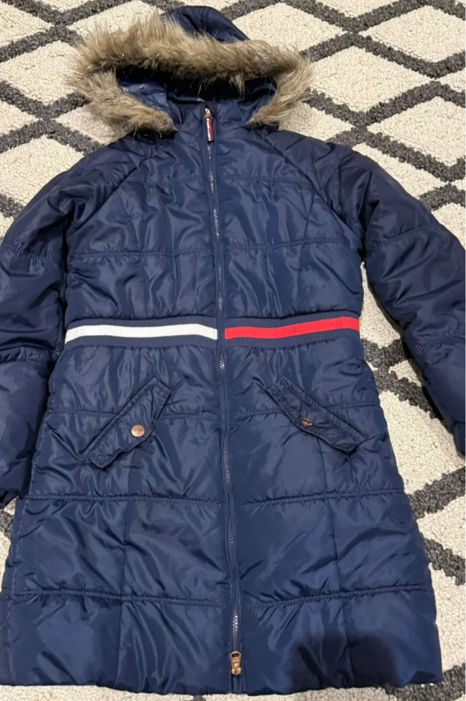 Tommy Hilfiger Girls' Puffer Coat - Size L (12/14) thumbnail