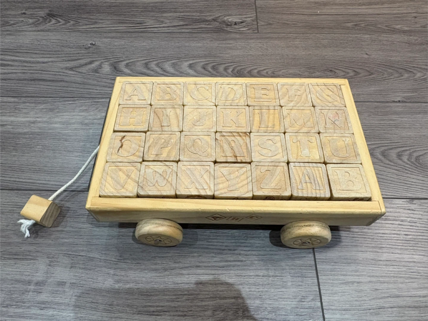 Montessori Wooden Alphabet Blocks Toy Cart
