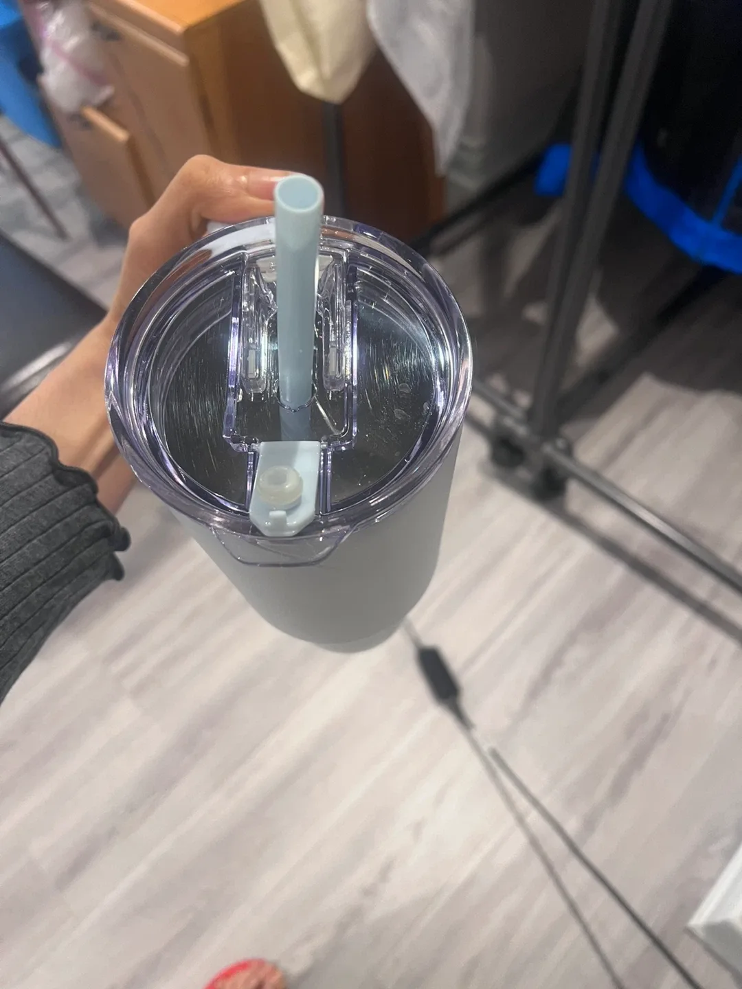 Large Insulated Tumbler with Handle & Straw - Blue image indicator(3)