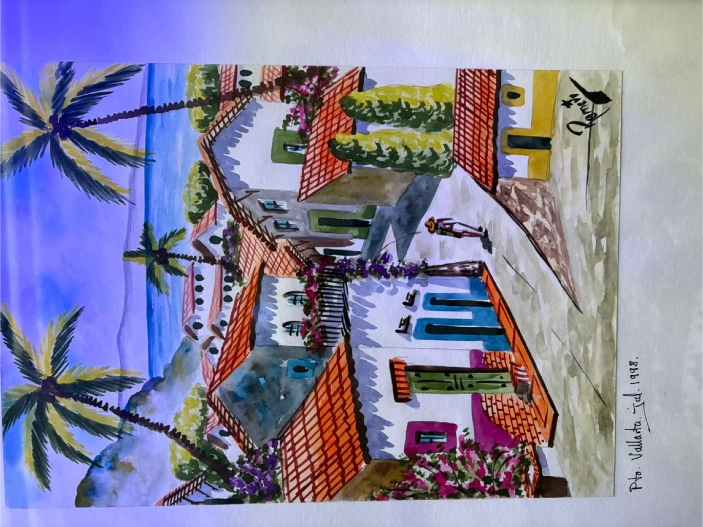 Beautiful hand painted Framed picture of puerto Vallarta image indicator(2)
