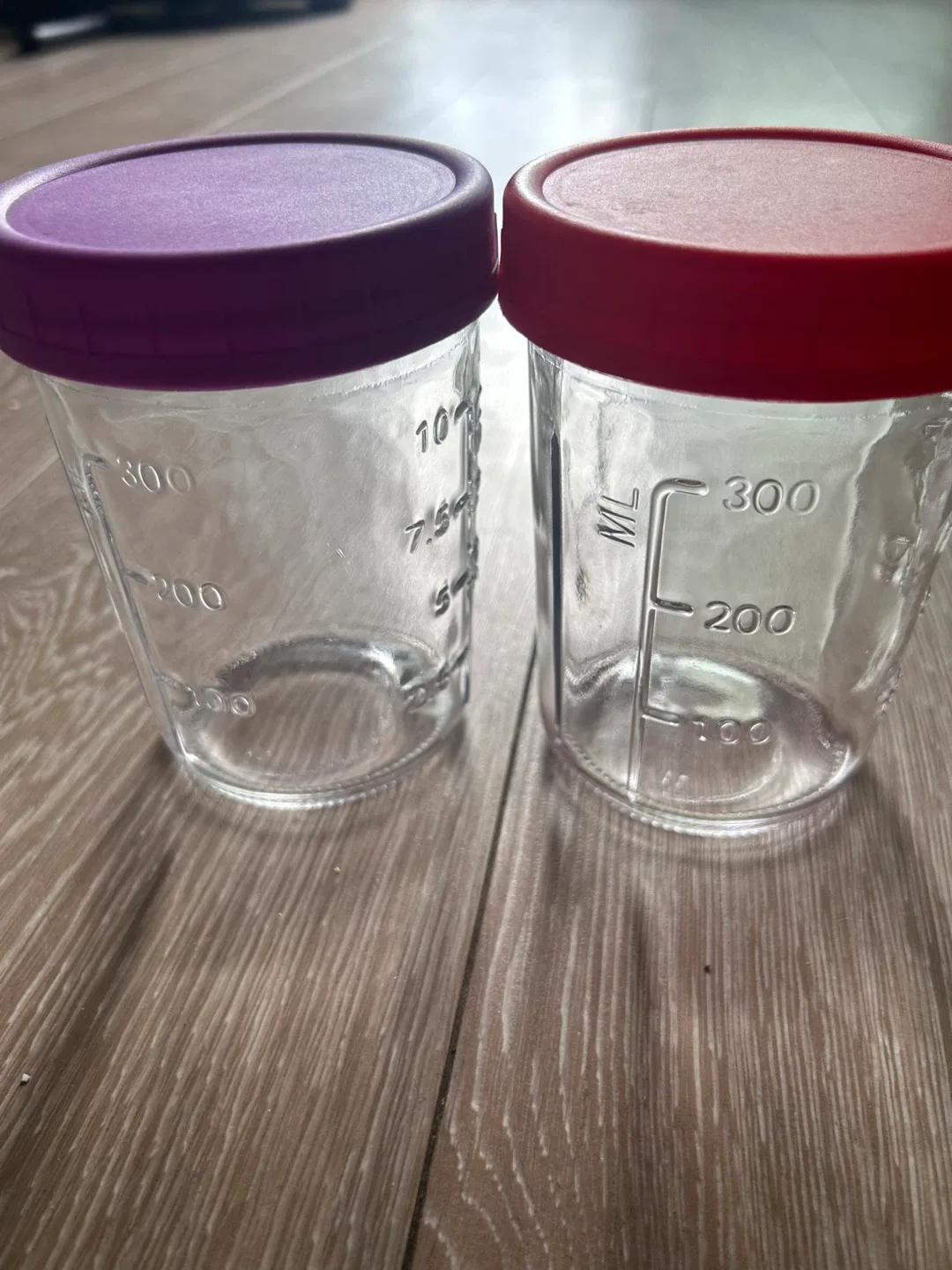 3 Glass Jars with Lids- purple, red and green thumbnail