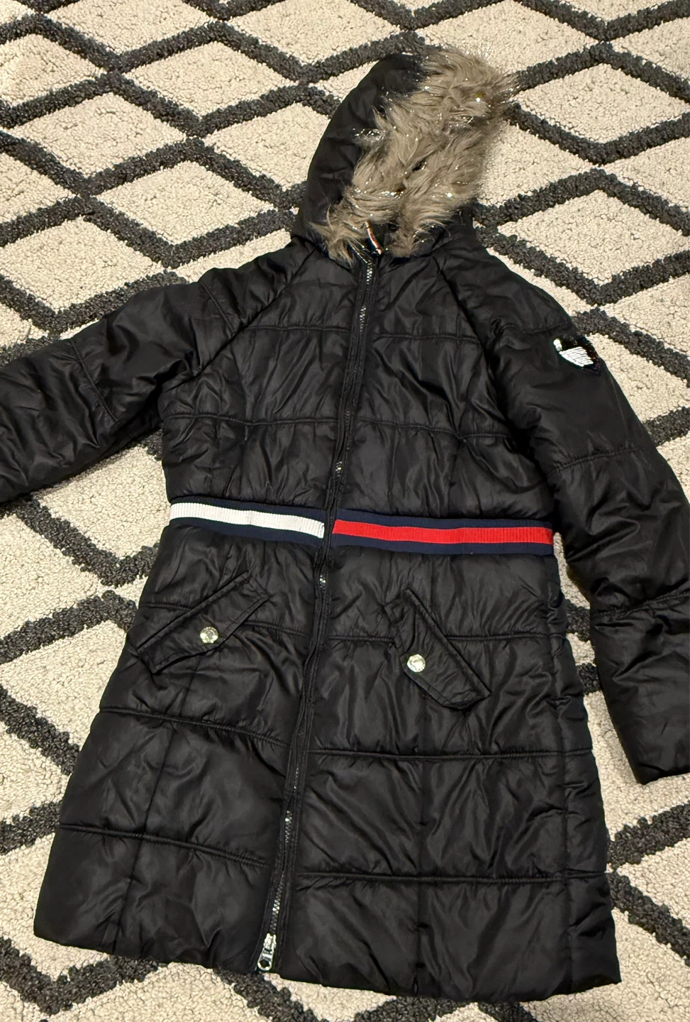 Tommy Hilfiger Black Puffer Coat - Size L/G (12/14)