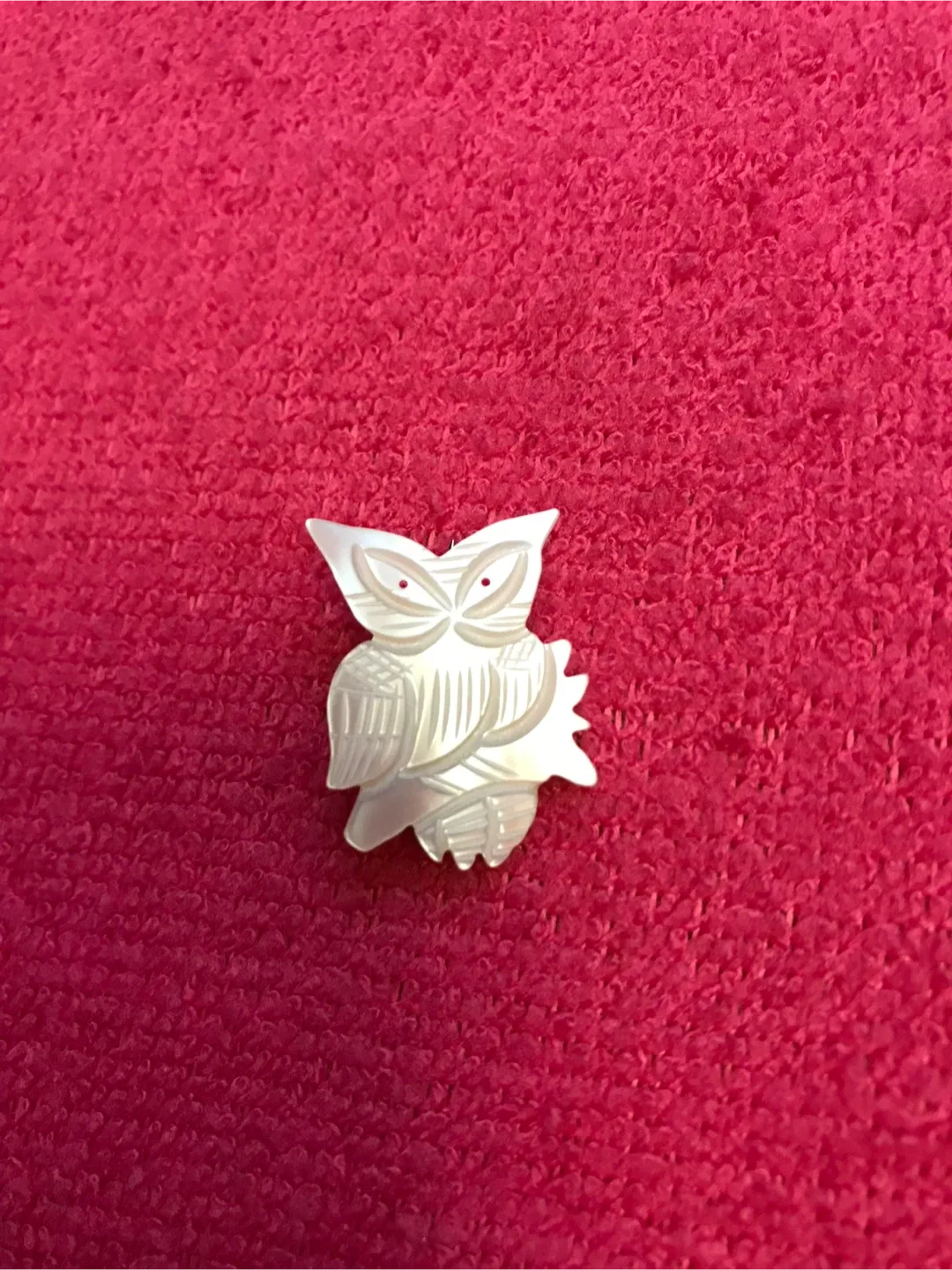 Vintage Hand Carved Mother of Pearl Owl Pin Brooch