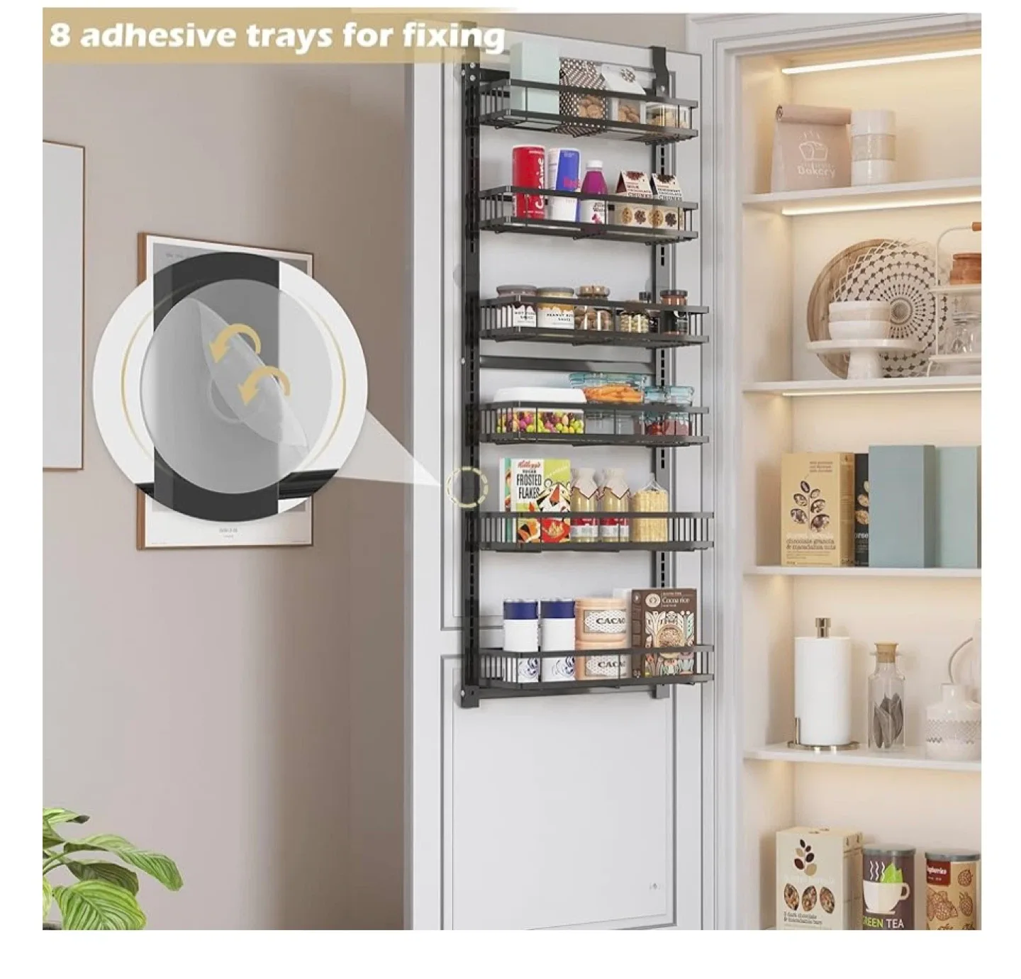 Over The Door Pantry Organizer Rack, Black image indicator(4)